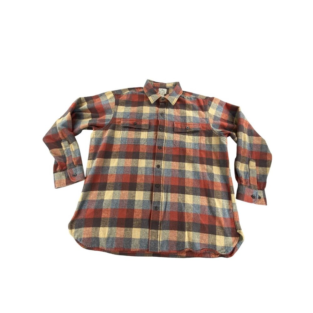 L.L.Bean Traditional Fit Plaid Flannel Shirt Mens XL Reg Cotton Long Sleeve